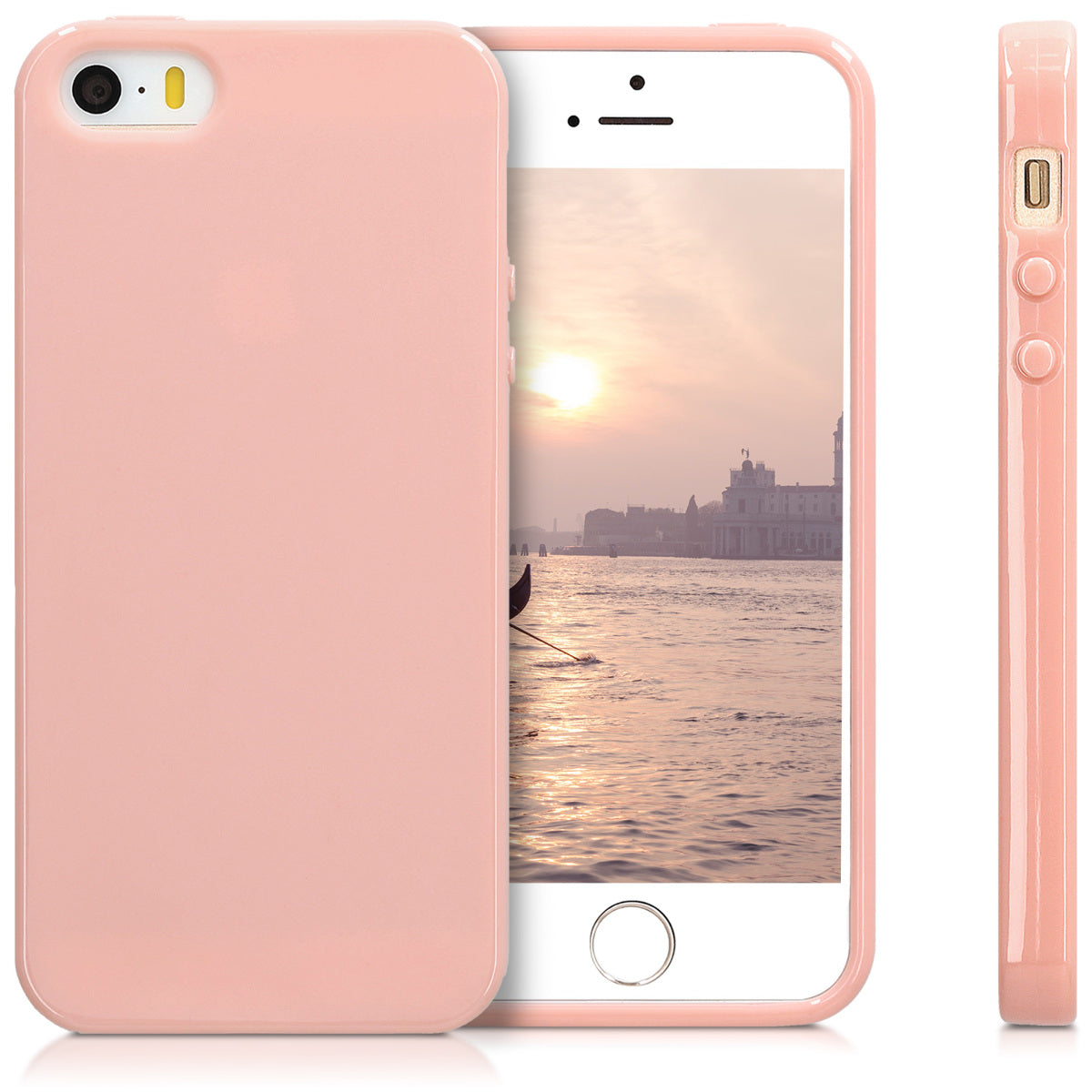 kwmobile Handyhülle für Apple iPhone SE (1.Gen 2016) / iPhone 5 / iPhone 5S Hülle - TPU Case - Kabelloses Laden - Schutzhülle Cover in Rosegold matt Rosegold matt  