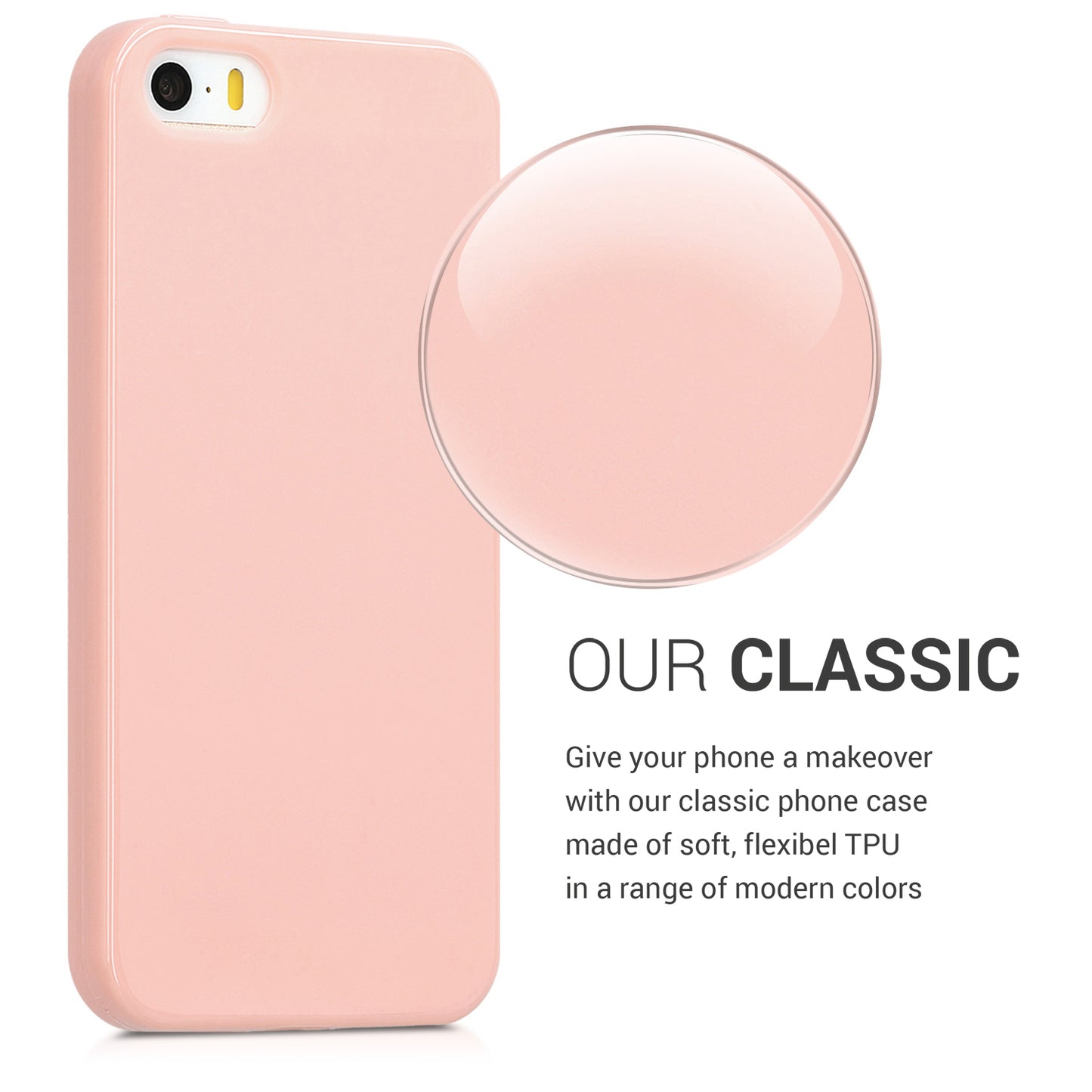 kwmobile Handyhülle für Apple iPhone SE (1.Gen 2016) / iPhone 5 / iPhone 5S Hülle - TPU Case - Kabelloses Laden - Schutzhülle Cover in Rosegold matt Rosegold matt  