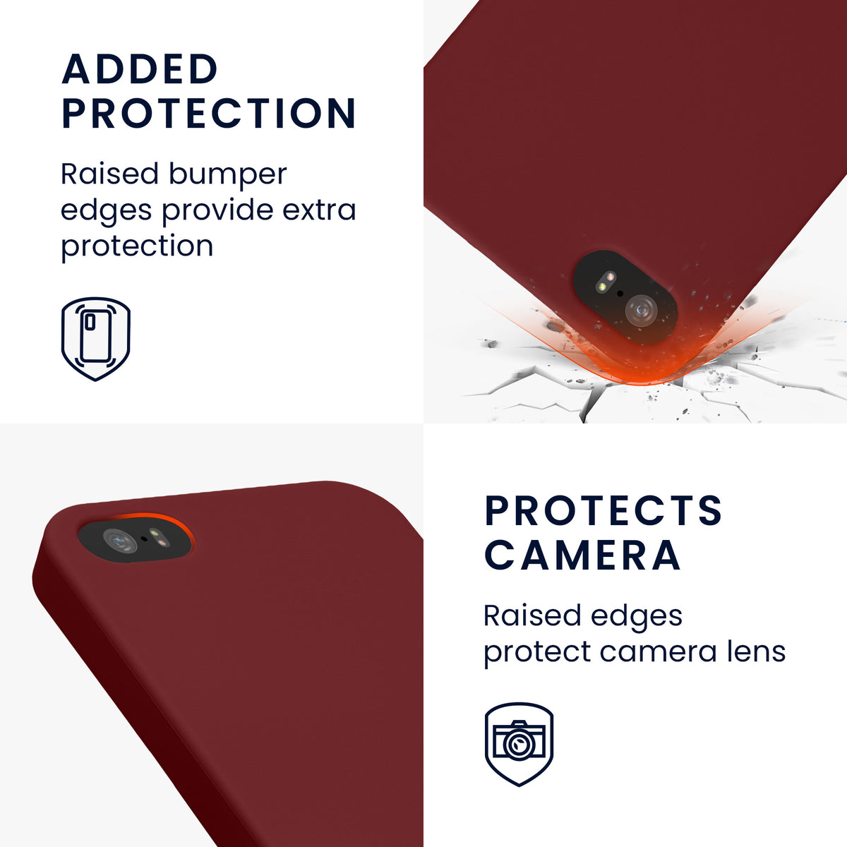 kwmobile Handyhülle für Apple iPhone SE (1.Gen 2016) / iPhone 5 / iPhone 5S Hülle - TPU Case - Kabelloses Laden - Schutzhülle Cover in Bordeaux Violett Bordeaux Violett  