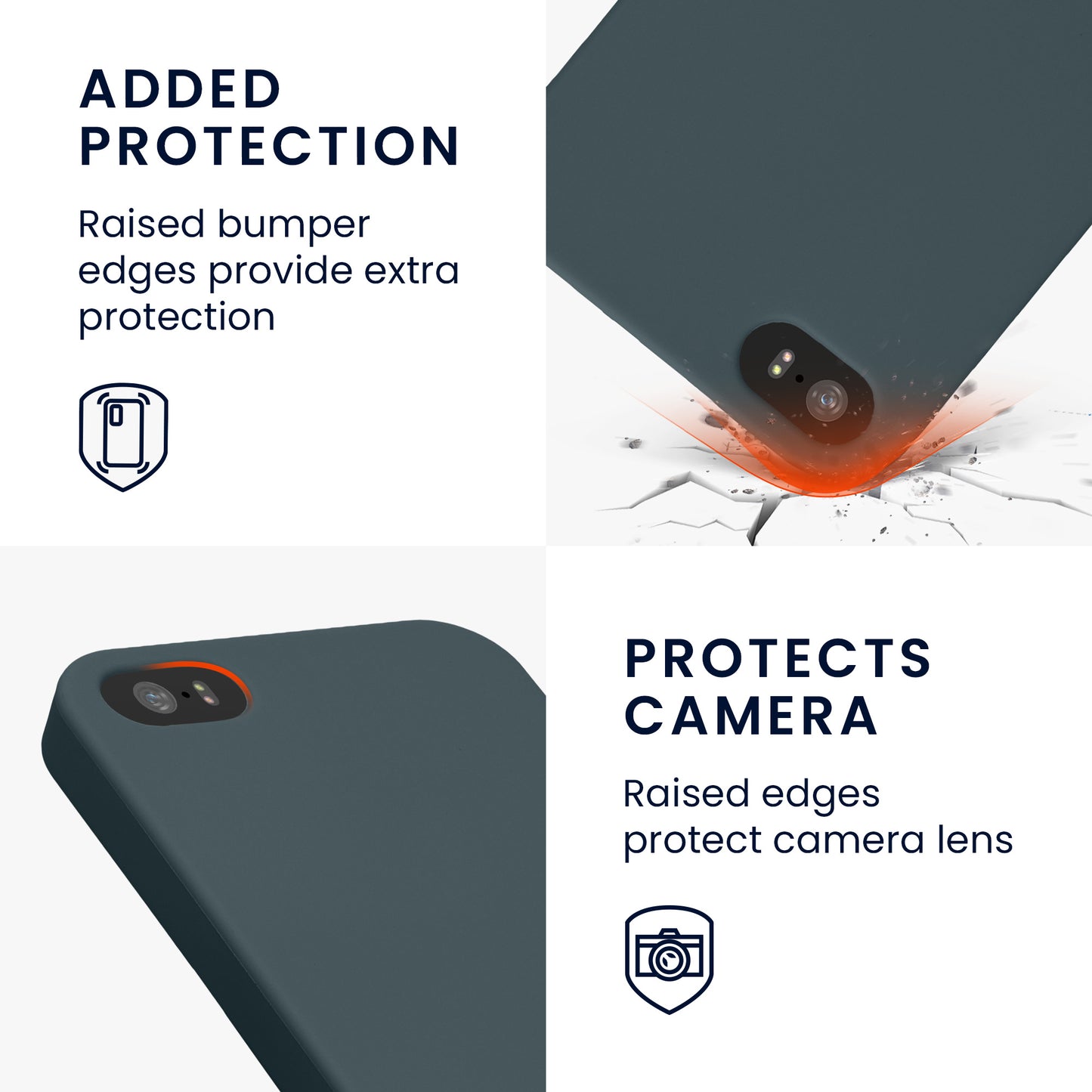 kwmobile Handyhülle für Apple iPhone SE (1.Gen 2016) / iPhone 5 / iPhone 5S Hülle - TPU Case - Kabelloses Laden - Schutzhülle Cover in Dunkler Schiefer Dunkler Schiefer  
