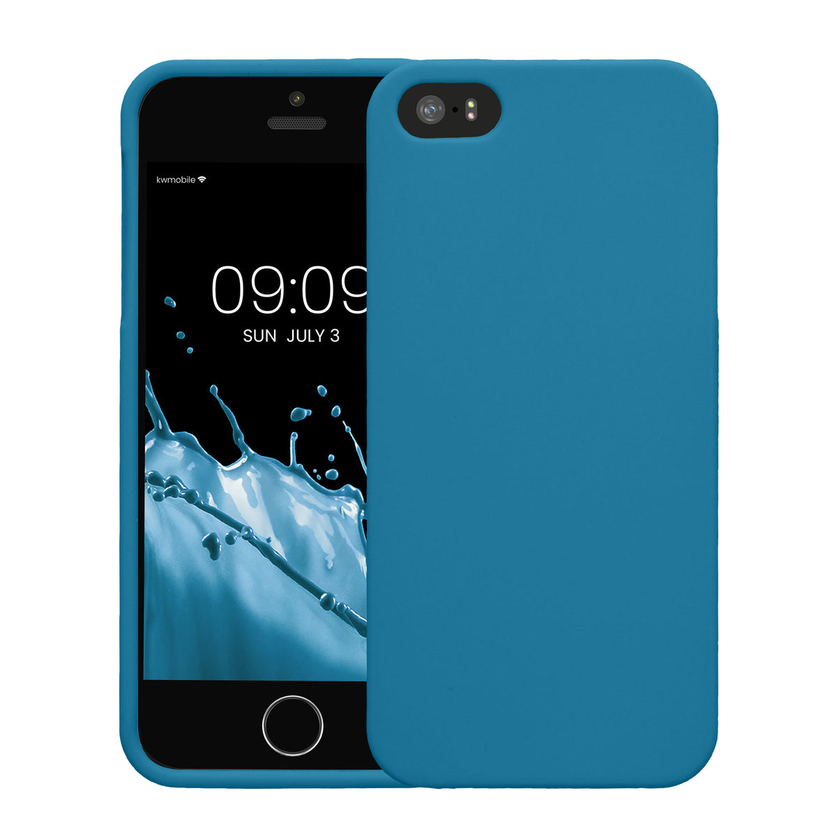 kwmobile Handyhülle für Apple iPhone SE (1.Gen 2016) / iPhone 5 / iPhone 5S Hülle - TPU Case - Kabelloses Laden - Schutzhülle Cover in Karibikblau Karibikblau  