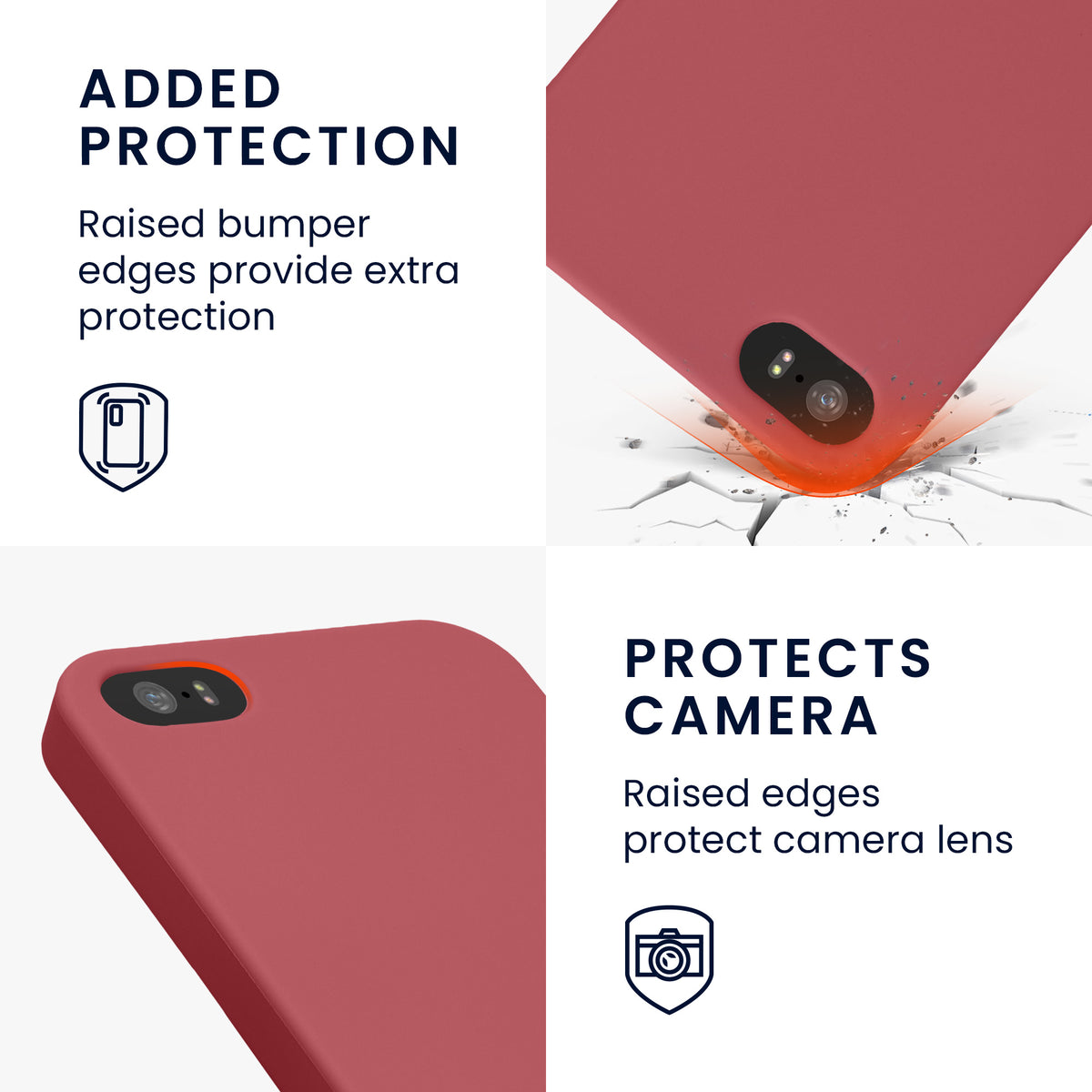 kwmobile Handyhülle für Apple iPhone SE (1.Gen 2016) / iPhone 5 / iPhone 5S Hülle - TPU Case - Kabelloses Laden - Schutzhülle Cover in Dark Rose Dark Rose  