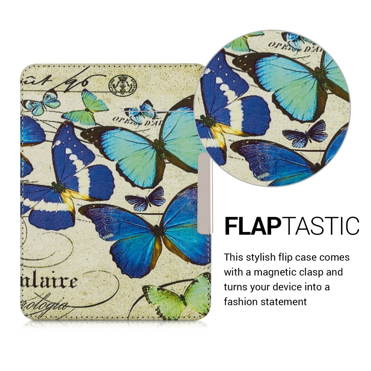 Kobo Glo HD / Touch 2.0 with Auto Sleep eReader Flip Case Vintage Butterflies