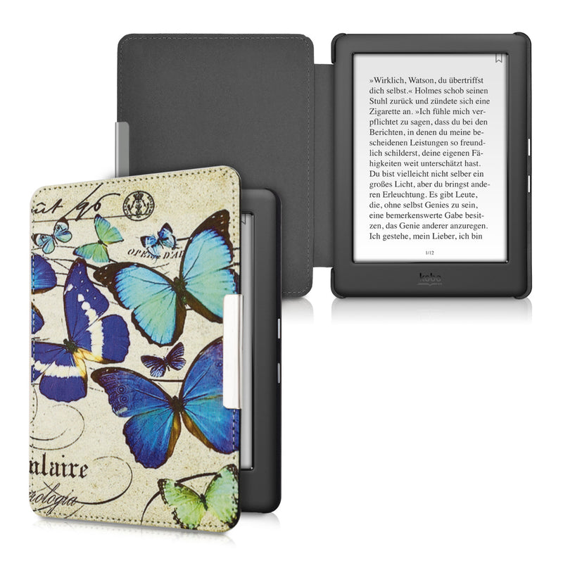 Kobo Glo HD / Touch 2.0 with Auto Sleep eReader Flip Case Vintage Butterflies