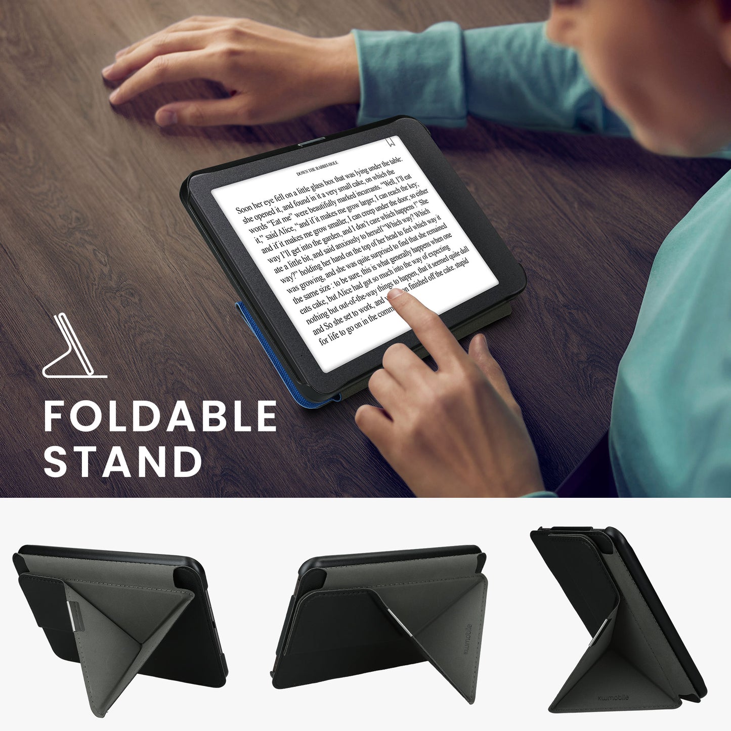 kwmobile Protective Case for Tolino Vision 1 / 2 / 3 / 4 HD Cover - Case - eReader Flip Cover with Auto Sleep Function - Cover with Stand