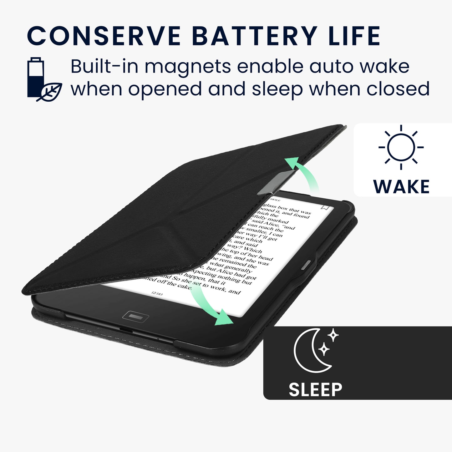kwmobile Protective Case for Tolino Vision 1 / 2 / 3 / 4 HD Cover - Case - eReader Flip Cover with Auto Sleep Function - Cover with Stand