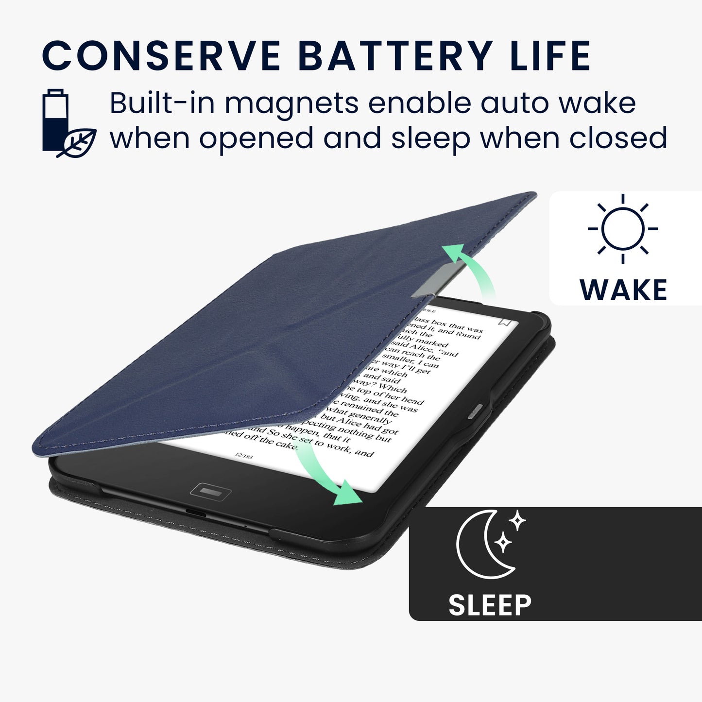 kwmobile Protective Case for Tolino Vision 1 / 2 / 3 / 4 HD Cover - Case - eReader Flip Cover with Auto Sleep Function - Cover with Stand