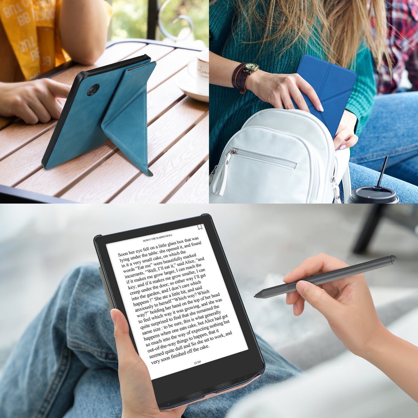 kwmobile Protective Case for Tolino Vision 1 / 2 / 3 / 4 HD Cover - Case - eReader Flip Cover with Auto Sleep Function - Cover with Stand