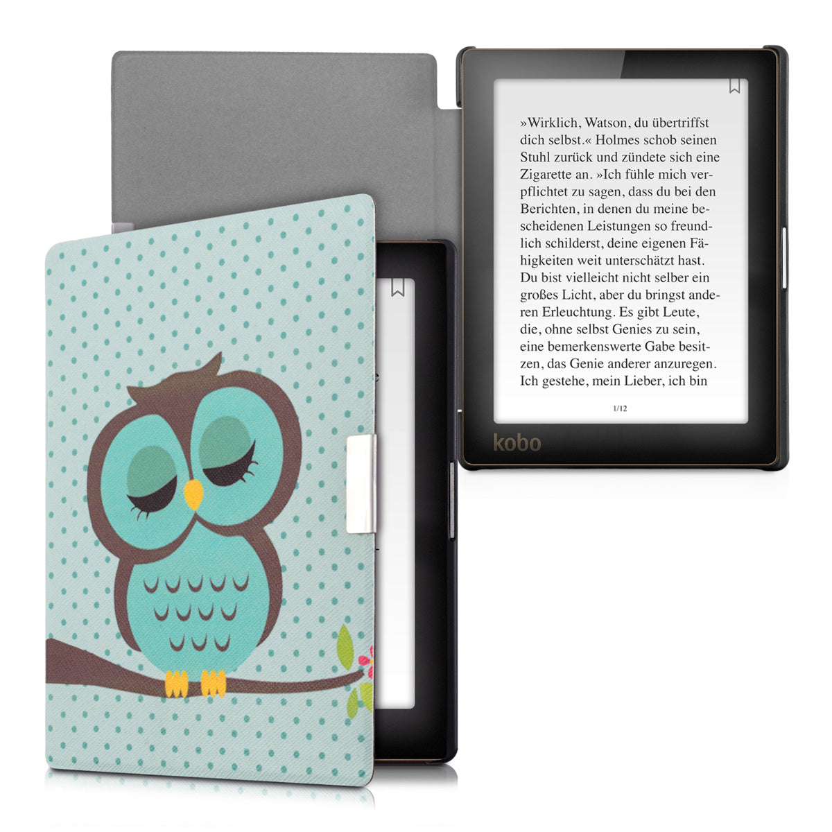 Kobo Aura Edition 1 with Auto Sleep eReader Flip Case Sleeping Owl