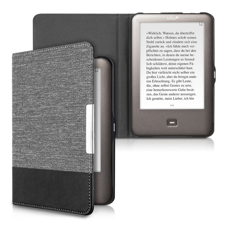 Tolino Shine (2013) eReader Case Grey and Black Canvas