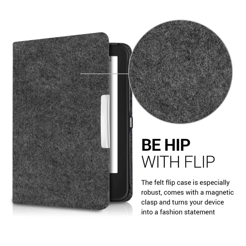 Tolino Shine 2 HD eReader Case Dark Grey Felt