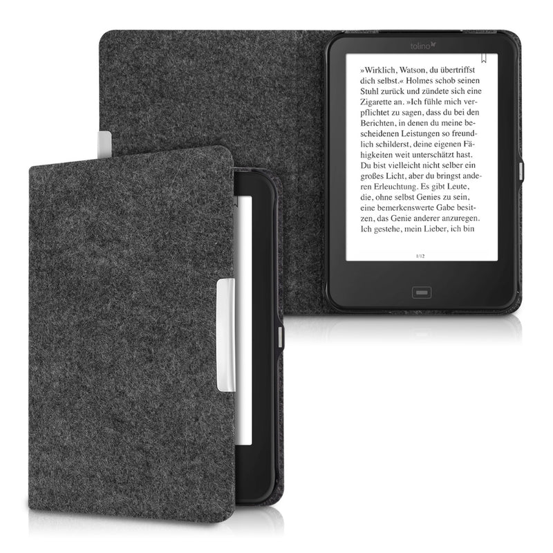 Tolino Shine 2 HD eReader Case Dark Grey Felt