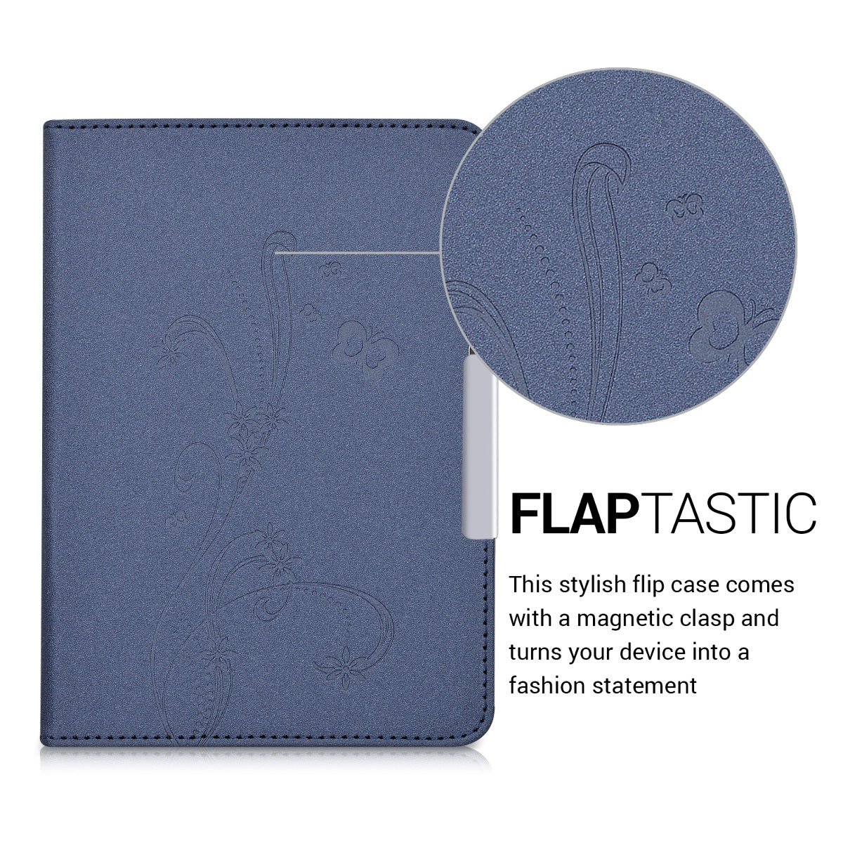 kwmobile Case for Tolino Shine 2 HD Cover - eReader Flip Case with Auto Sleep Function - Vines Butterfly