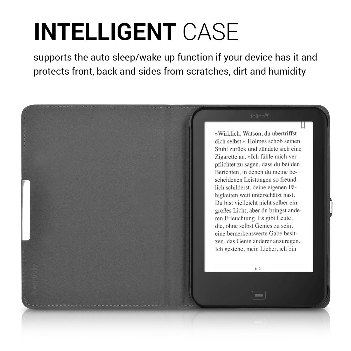 kwmobile Case for Tolino Shine 2 HD Cover - eReader Flip Case with Auto Sleep Function - Vines Butterfly