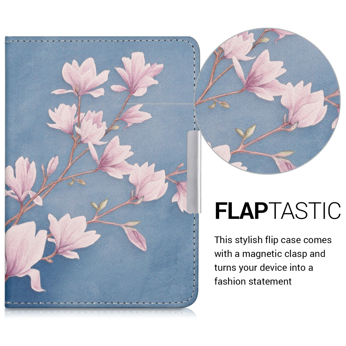 kwmobile Case for Tolino Shine 2 HD Cover - eReader Flip Case with Auto Sleep Function - Vines Butterfly