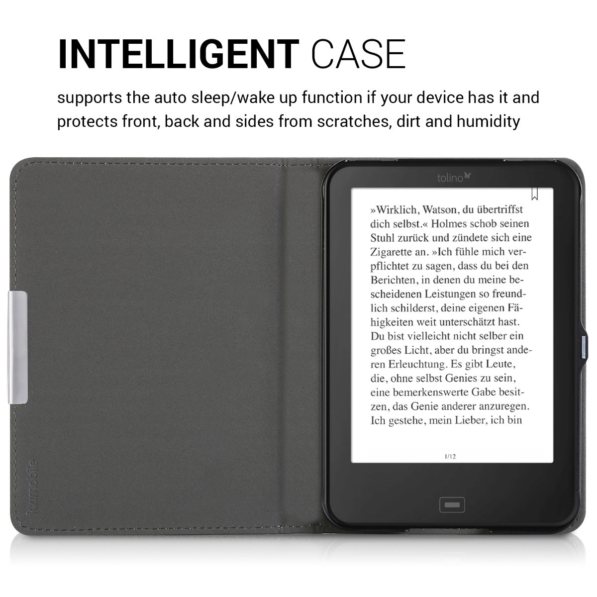 kwmobile Case for Tolino Shine 2 HD Cover - eReader Flip Case with Auto Sleep Function - Vines Butterfly
