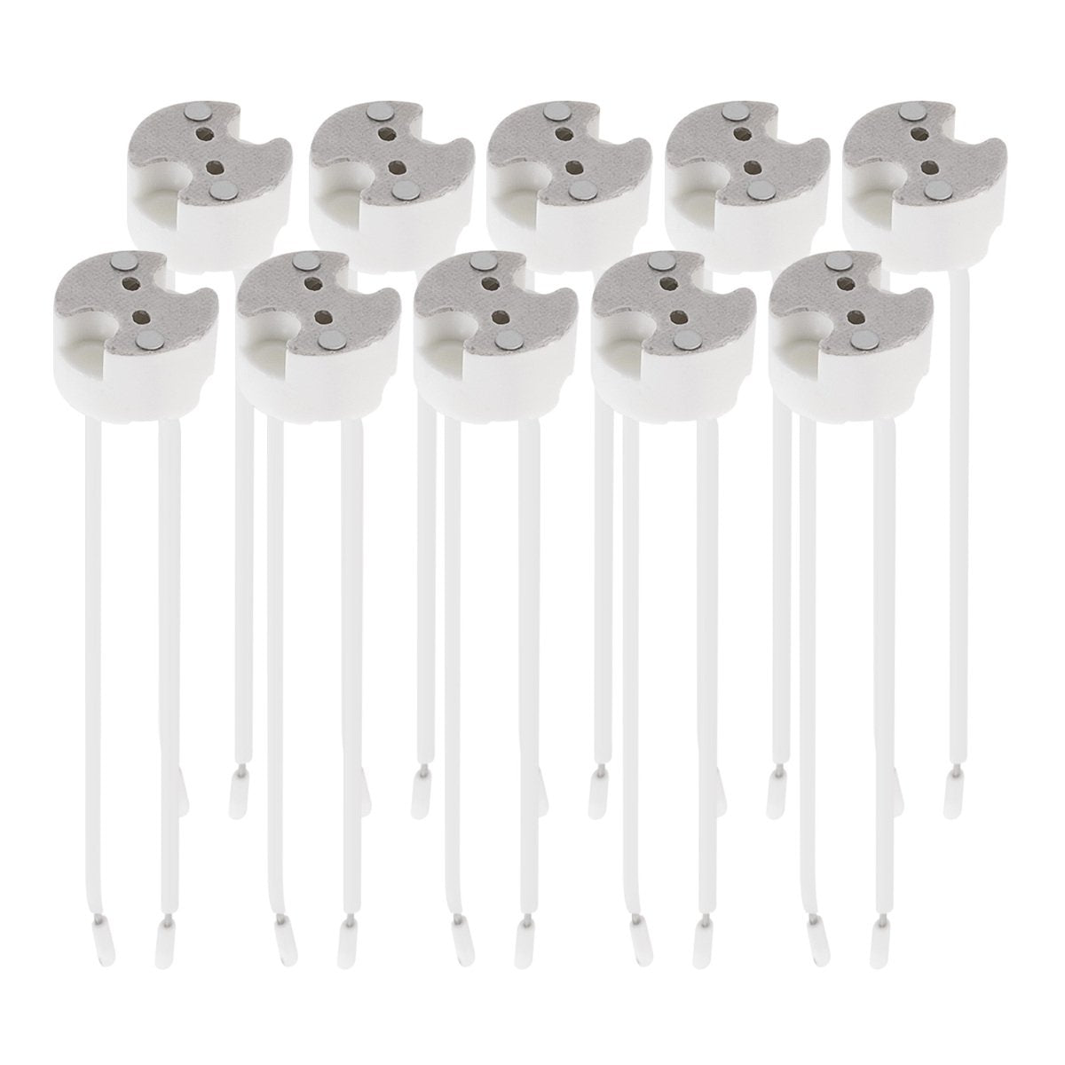 kwmobile 10x GU5.3 Fassung mit 12V Kabel - MR16 Bauform - 0,5mm² Kabeldurchmesser - Keramik Sockel Lampen Fassung - GU 5.3 Fassungen Set Halogen und LED Leuchtmittel Weiß  