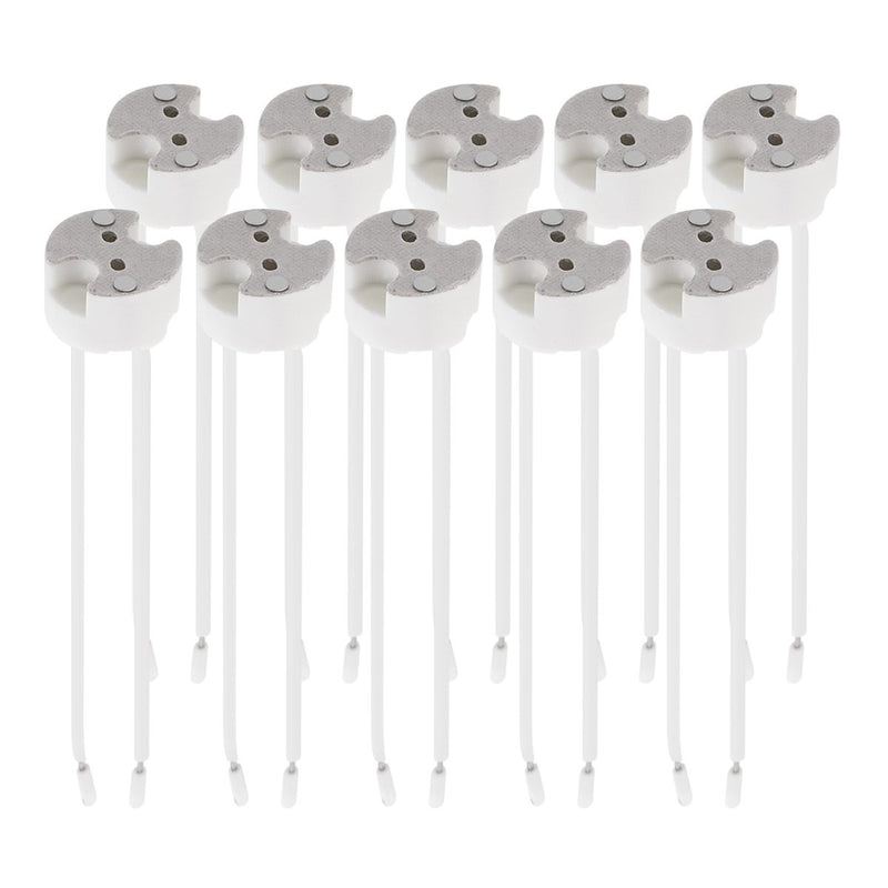 kwmobile 10x GU5.3 Fassung mit 12V Kabel - MR16 Bauform - 0,5mm² Kabeldurchmesser - Keramik Sockel Lampen Fassung - GU 5.3 Fassungen Set Halogen und LED Leuchtmittel Weiß  