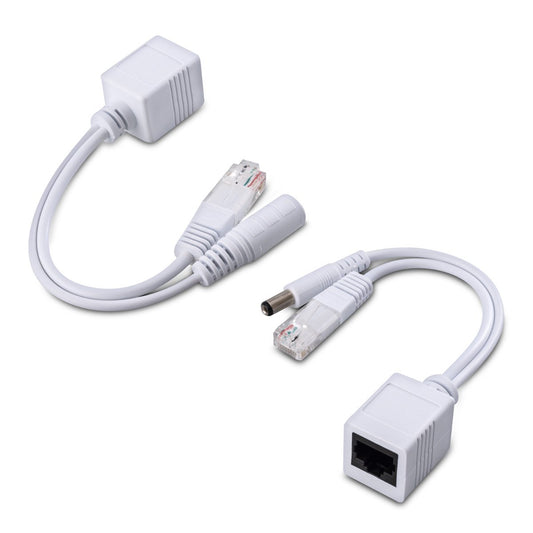 kwmobile Passive Power over Ethernet PoE Adapter Kabel Set - Injektor + Splitter Kabel für Netzwerk, IP Telefon und IP Kamera Weiß  