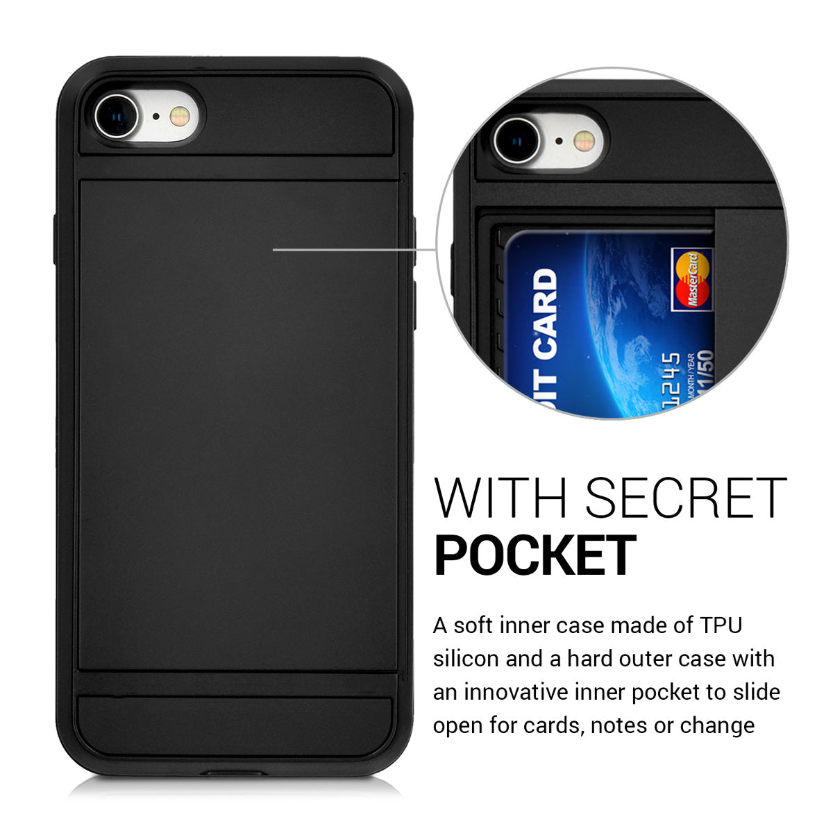 Hybrid Hard Case with Card Slot for Apple iPhone SE (2022) / iPhone SE (2020) / iPhone 8 / iPhone 7