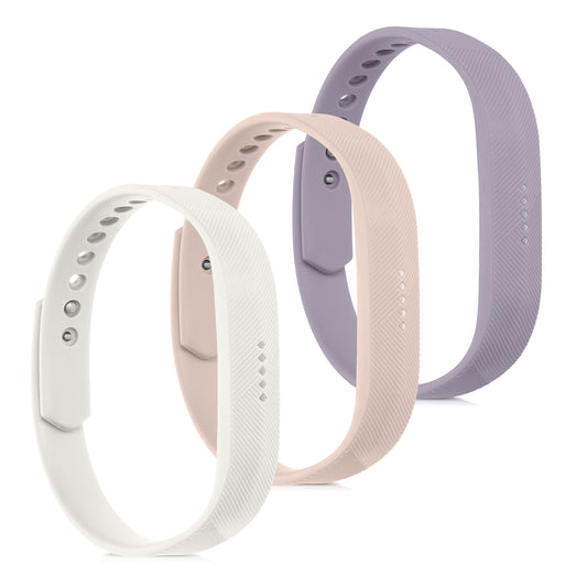 kwmobile 3x Sportarmband kompatibel mit Fitbit Flex 2 - TPU Armband Fitnesstracker Weiß  