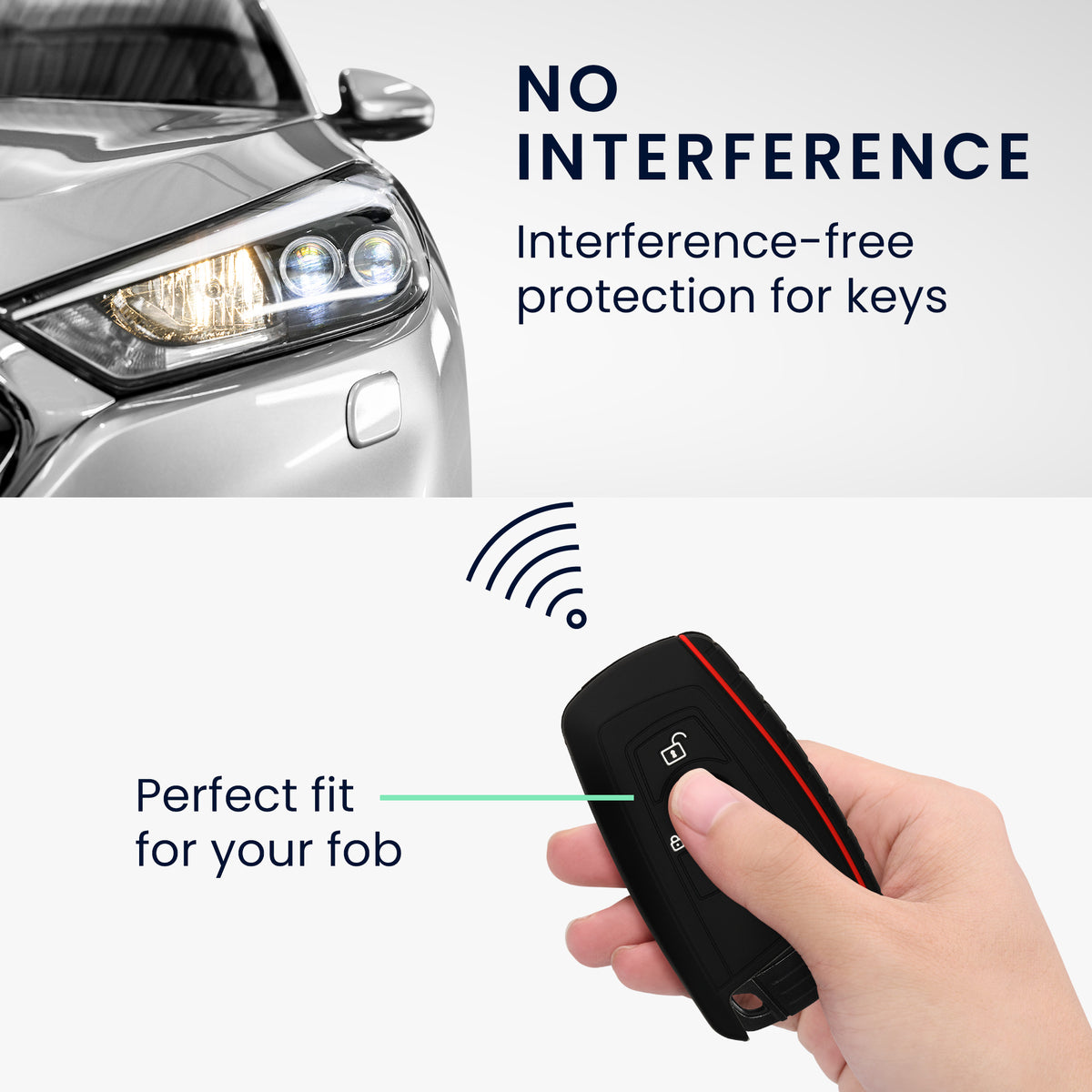 kwmobile Car Key Cover compatible with BMW 3-Button Key Fob (Keyless Go only)