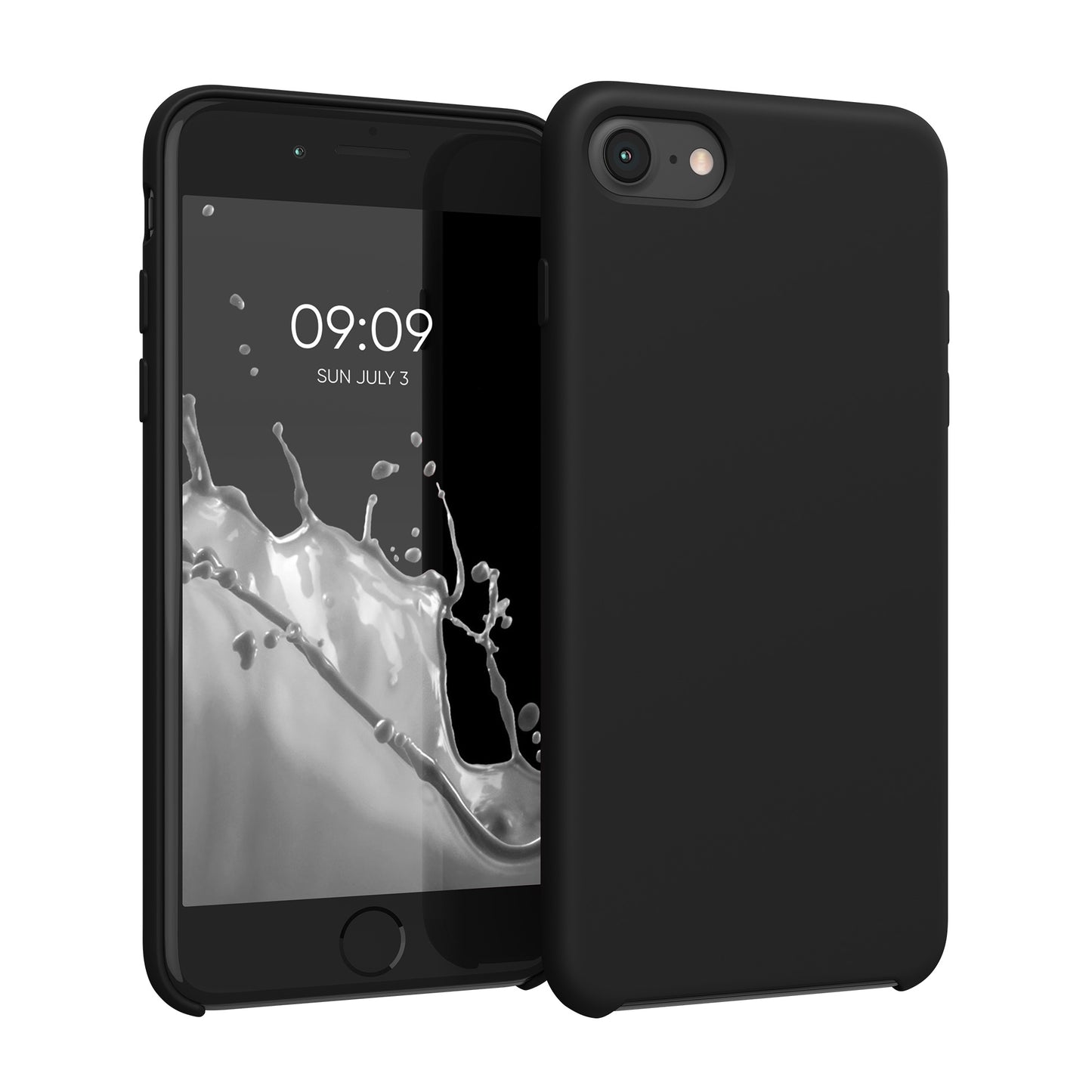 kwmobile Handyhülle für Apple iPhone SE (2022 / 2020) / iPhone 8 / 7 Hülle - Case Silikon - Kabelloses Laden - Schutzhülle Cover in Schwarz Schwarz  