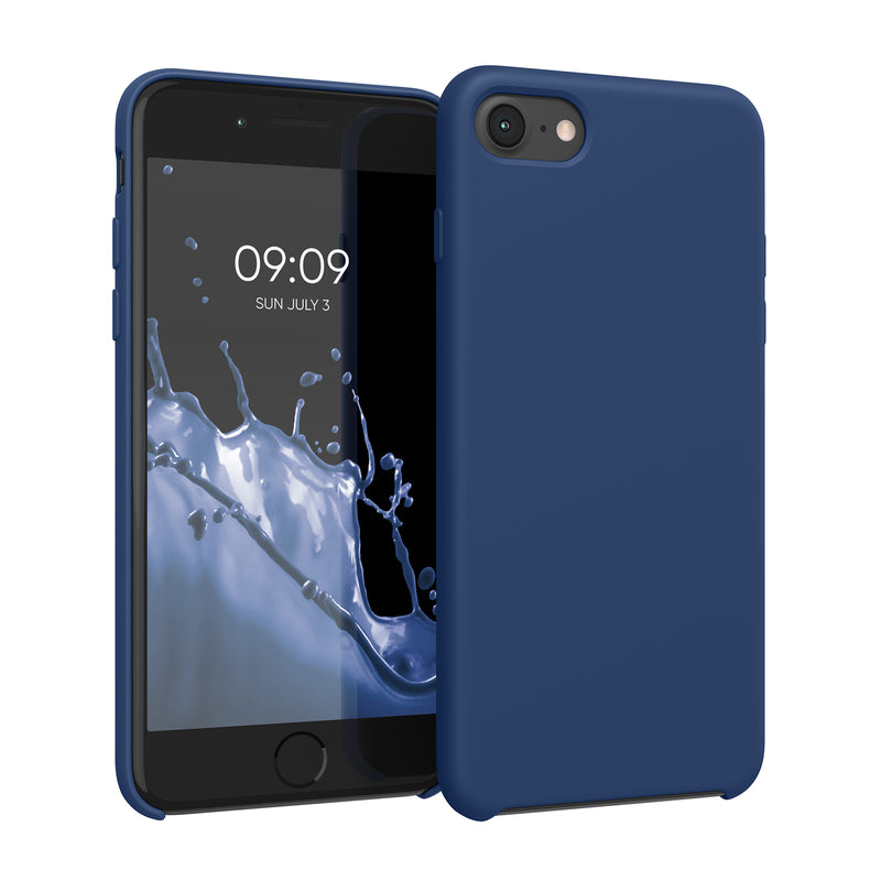 kwmobile Handyhülle für Apple iPhone SE (2022 / 2020) / iPhone 8 / 7 Hülle - Case Silikon - Kabelloses Laden - Schutzhülle Cover in Marineblau Marineblau  