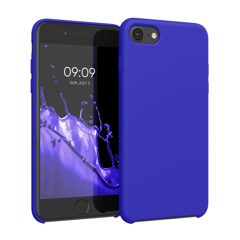 kwmobile Handyhülle für Apple iPhone SE (2022 / 2020) / iPhone 8 / 7 Hülle - Case Silikon - Kabelloses Laden - Schutzhülle Cover in Baltik Blau Baltik Blau  