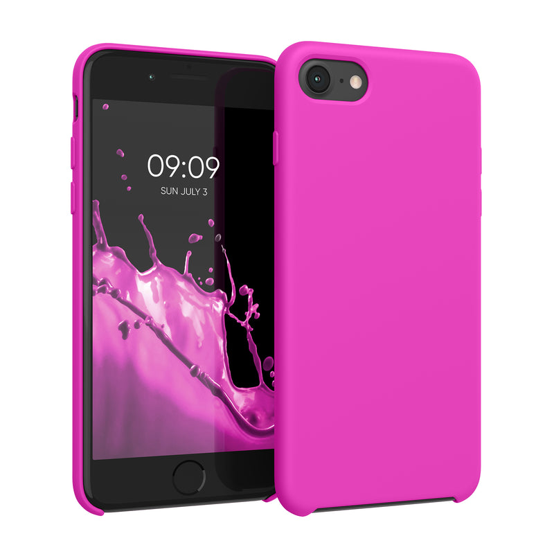 kwmobile Handyhülle für Apple iPhone SE (2022 / 2020) / iPhone 8 / 7 Hülle - Case Silikon - Kabelloses Laden - Schutzhülle Cover in Magenta Magenta  