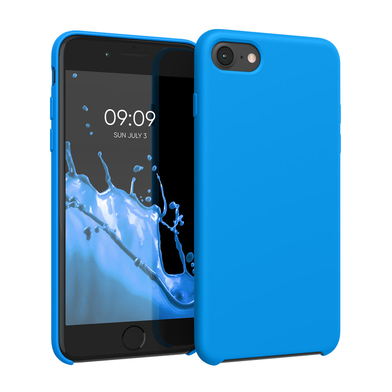 kwmobile Handyhülle für Apple iPhone SE (2022 / 2020) / iPhone 8 / 7 Hülle - Case Silikon - Kabelloses Laden - Schutzhülle Cover in Strahlend Blau Strahlend Blau  