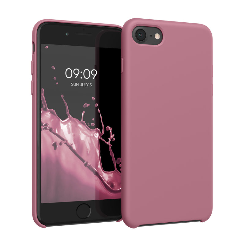 kwmobile Handyhülle für Apple iPhone SE (2022 / 2020) / iPhone 8 / 7 Hülle - Case Silikon - Kabelloses Laden - Schutzhülle Cover in Dark Rose Dark Rose  
