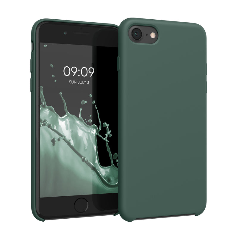 kwmobile Handyhülle für Apple iPhone SE (2022 / 2020) / iPhone 8 / 7 Hülle - Case Silikon - Kabelloses Laden - Schutzhülle Cover in Moosgrün Moosgrün  