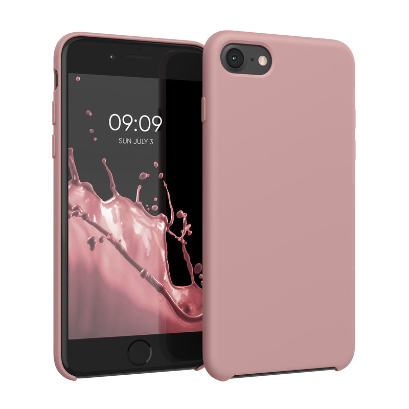 kwmobile Handyhülle für Apple iPhone SE (2022 / 2020) / iPhone 8 / 7 Hülle - Case Silikon - Kabelloses Laden - Schutzhülle Cover in Winter Rose Winter Rose  