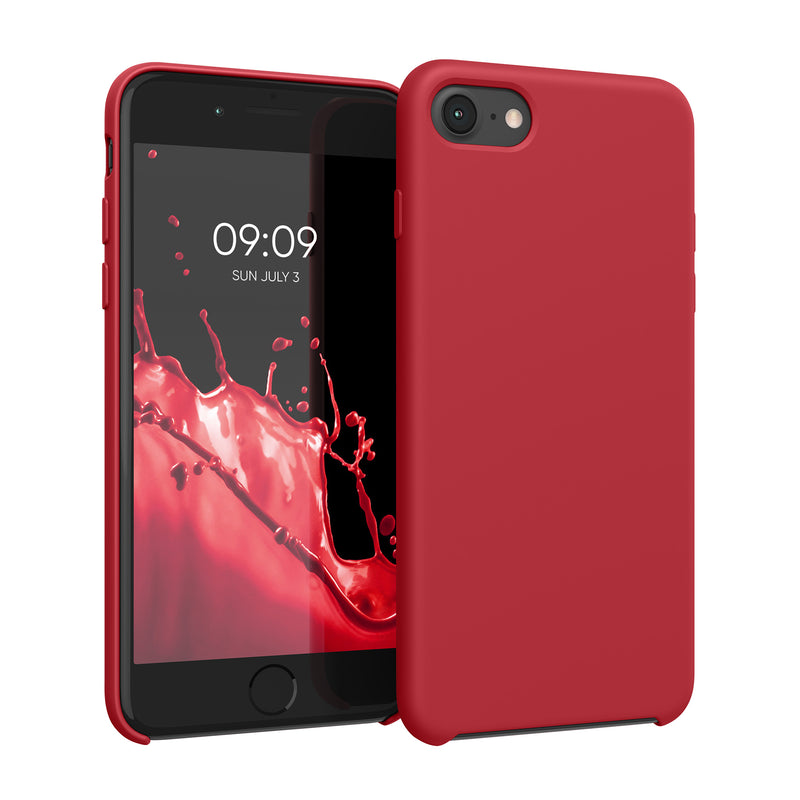 kwmobile Handyhülle für Apple iPhone SE (2022 / 2020) / iPhone 8 / 7 Hülle - Case Silikon - Kabelloses Laden - Schutzhülle Cover in Klassisch Rot Klassisch Rot  