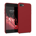 kwmobile Handyhülle für Apple iPhone SE (2022 / 2020) / iPhone 8 / 7 Hülle - Case Silikon - Kabelloses Laden - Schutzhülle Cover in Dunkelrot Dunkelrot  