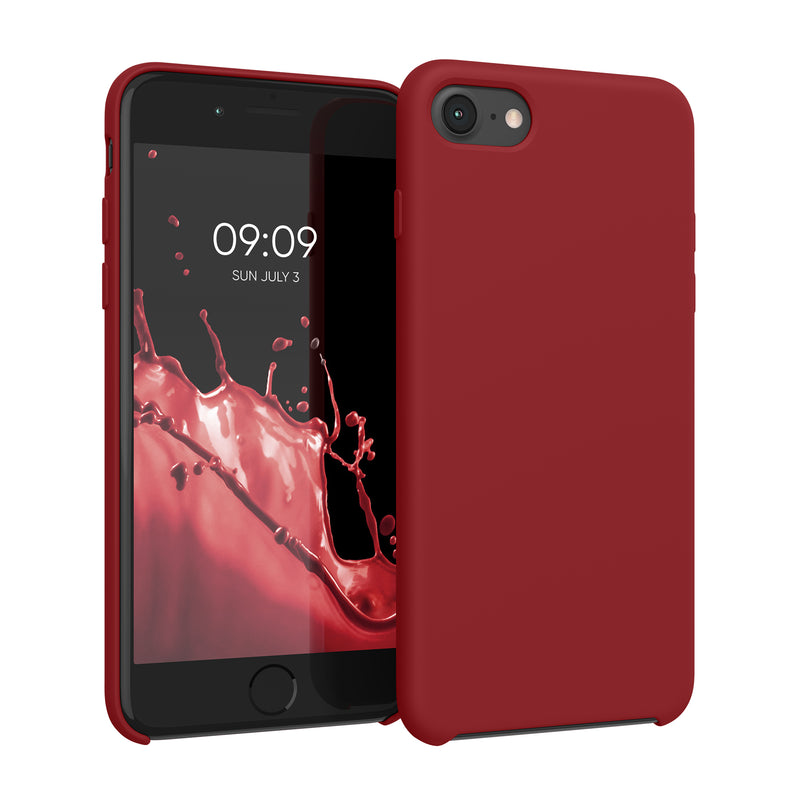 kwmobile Handyhülle für Apple iPhone SE (2022 / 2020) / iPhone 8 / 7 Hülle - Case Silikon - Kabelloses Laden - Schutzhülle Cover in Dunkelrot Dunkelrot  