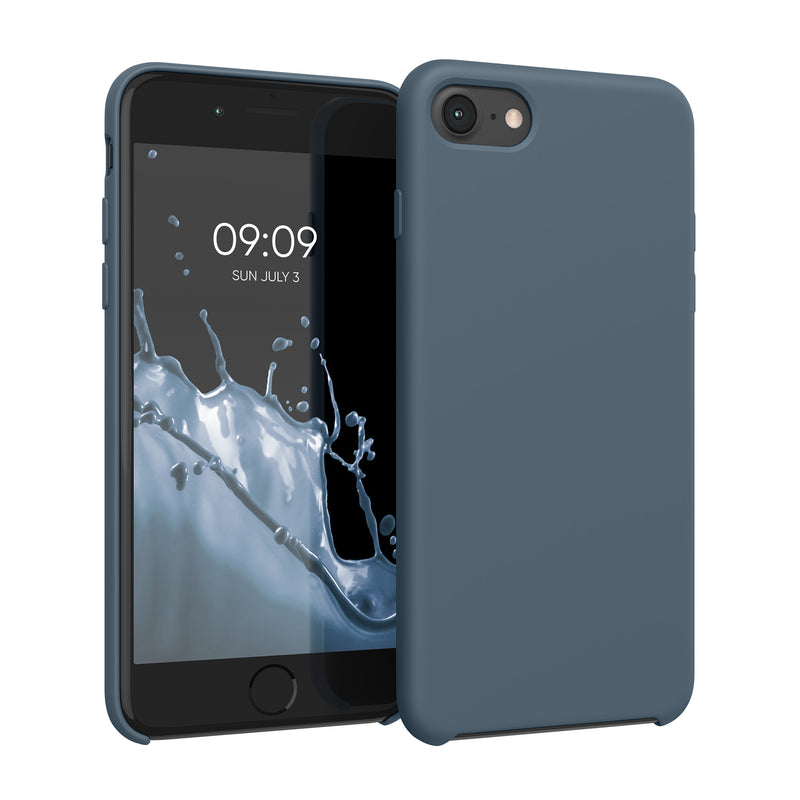 kwmobile Handyhülle für Apple iPhone SE (2022 / 2020) / iPhone 8 / 7 Hülle - Case Silikon - Kabelloses Laden - Schutzhülle Cover in Dunkler Schiefer Dunkler Schiefer  