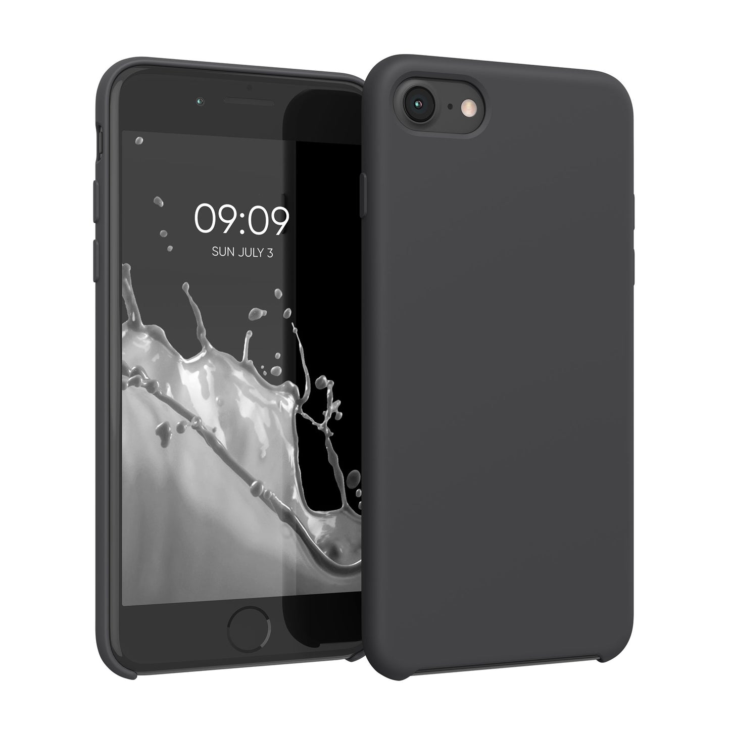 kwmobile Handyhülle für Apple iPhone SE (2022 / 2020) / iPhone 8 / 7 Hülle - Case Silikon - Kabelloses Laden - Schutzhülle Cover in Schwarz matt Schwarz matt  