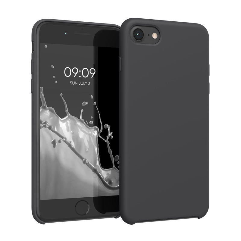kwmobile Handyhülle für Apple iPhone SE (2022 / 2020) / iPhone 8 / 7 Hülle - Case Silikon - Kabelloses Laden - Schutzhülle Cover in Schwarz matt Schwarz matt  
