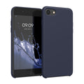 kwmobile Handyhülle für Apple iPhone SE (2022 / 2020) / iPhone 8 / 7 Hülle - Case Silikon - Kabelloses Laden - Schutzhülle Cover in Dunkelblau matt Dunkelblau matt  