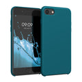 kwmobile Handyhülle für Apple iPhone SE (2022 / 2020) / iPhone 8 / 7 Hülle - Case Silikon - Kabelloses Laden - Schutzhülle Cover in Petrol matt Petrol matt  