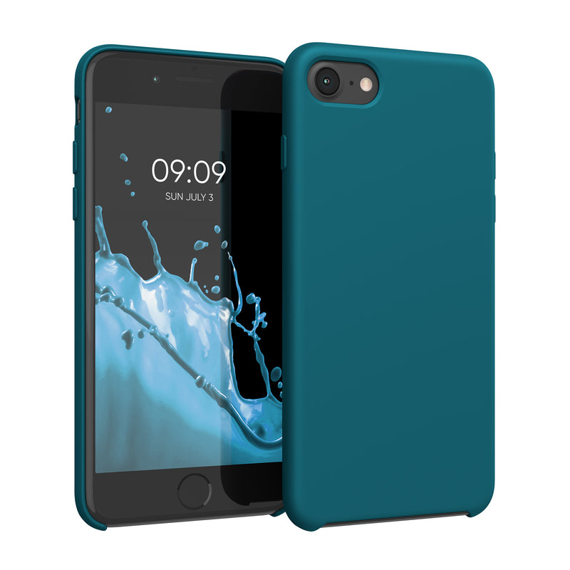 kwmobile Handyhülle für Apple iPhone SE (2022 / 2020) / iPhone 8 / 7 Hülle - Case Silikon - Kabelloses Laden - Schutzhülle Cover in Petrol matt Petrol matt  