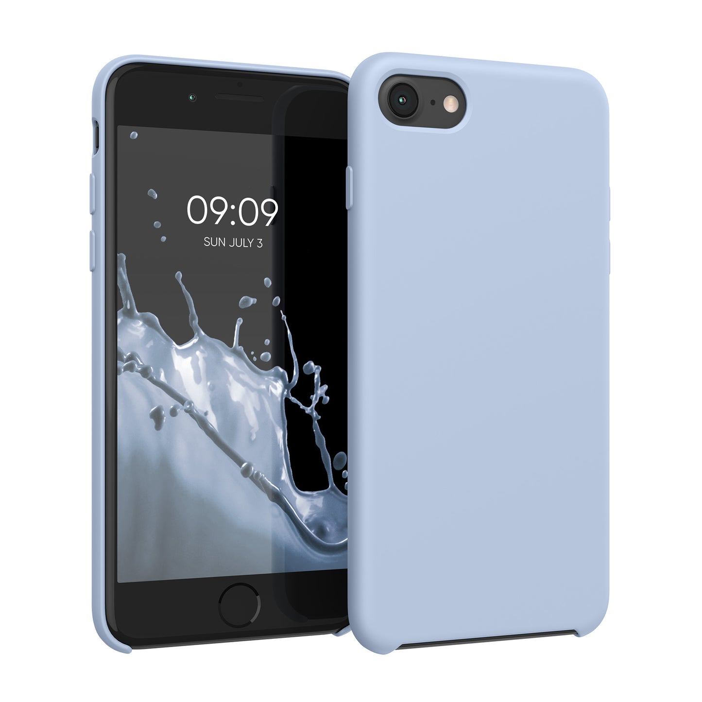 kwmobile Handyhülle für Apple iPhone SE (2022 / 2020) / iPhone 8 / 7 Hülle - Case Silikon - Kabelloses Laden - Schutzhülle Cover in Hellblau matt Hellblau matt  