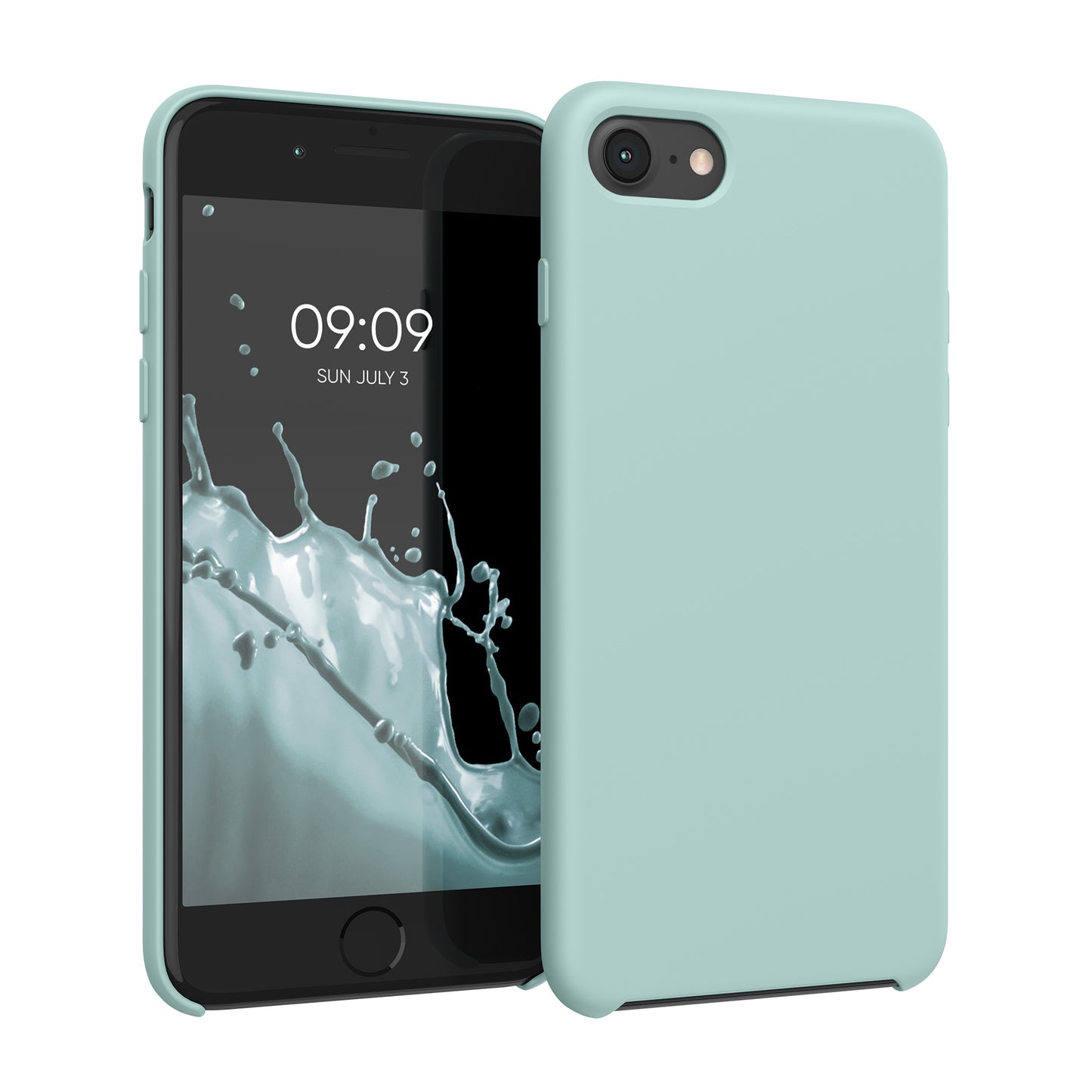 kwmobile Handyhülle für Apple iPhone SE (2022 / 2020) / iPhone 8 / 7 Hülle - Case Silikon - Kabelloses Laden - Schutzhülle Cover in Mintgrün Mintgrün  
