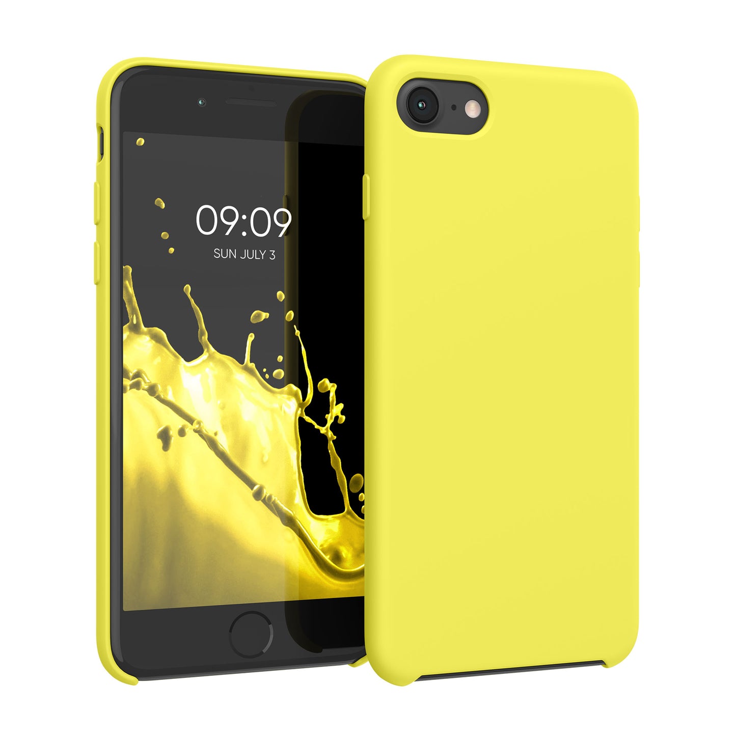 kwmobile Handyhülle für Apple iPhone SE (2022 / 2020) / iPhone 8 / 7 Hülle - Case Silikon - Kabelloses Laden - Schutzhülle Cover in Neon Gelb Neon Gelb  