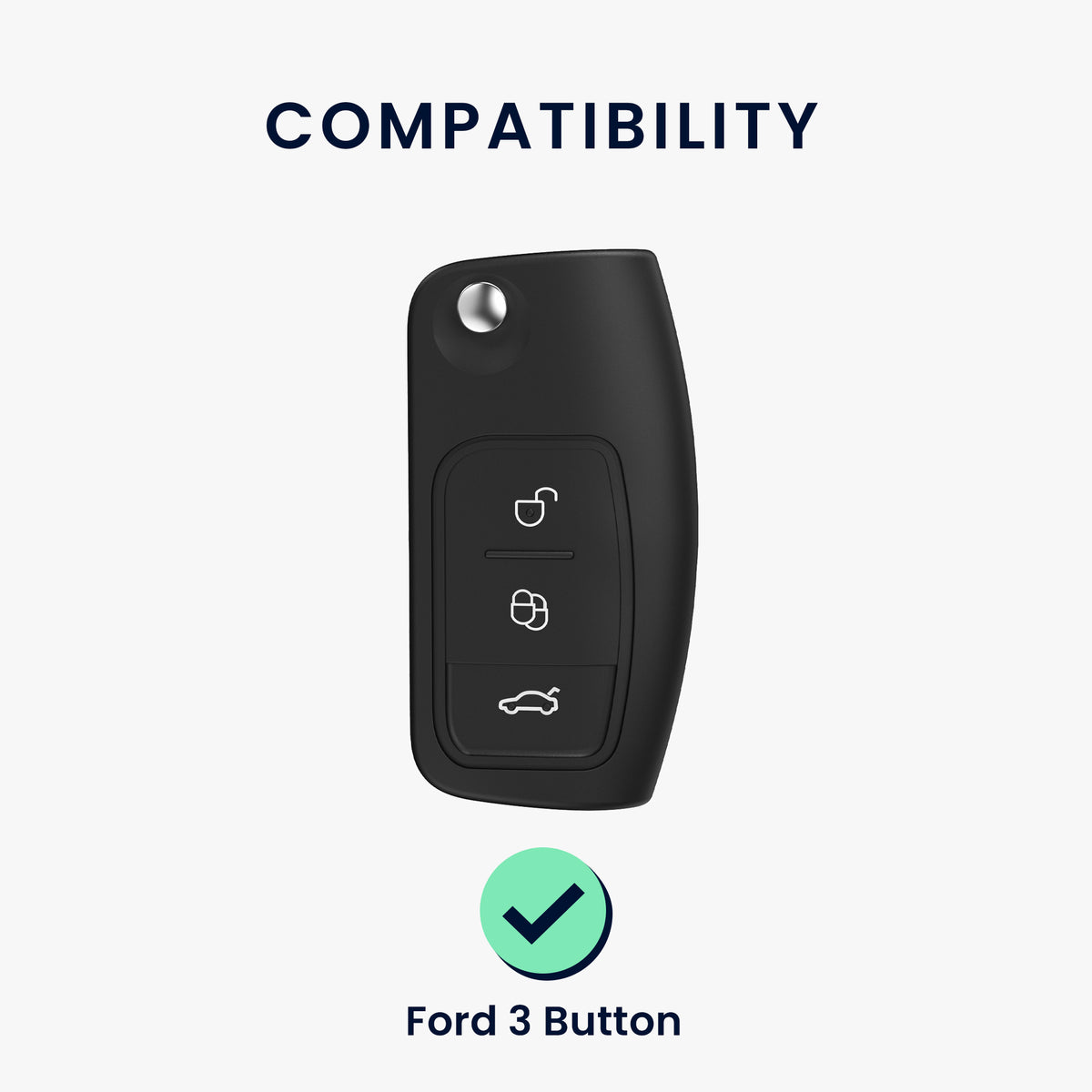 kwmobile Car Key Case compatible with Ford 3-Button Flip Key Car Key