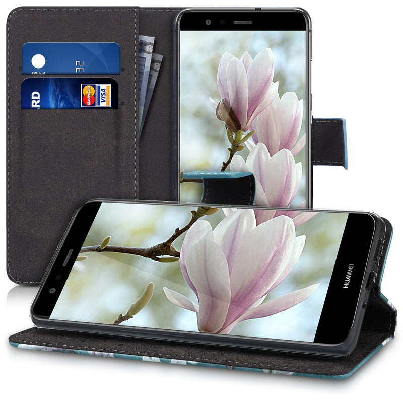 kwmobile Wallet Case Compatible with Huawei P10 Lite - Cover with Stand and Card Slots