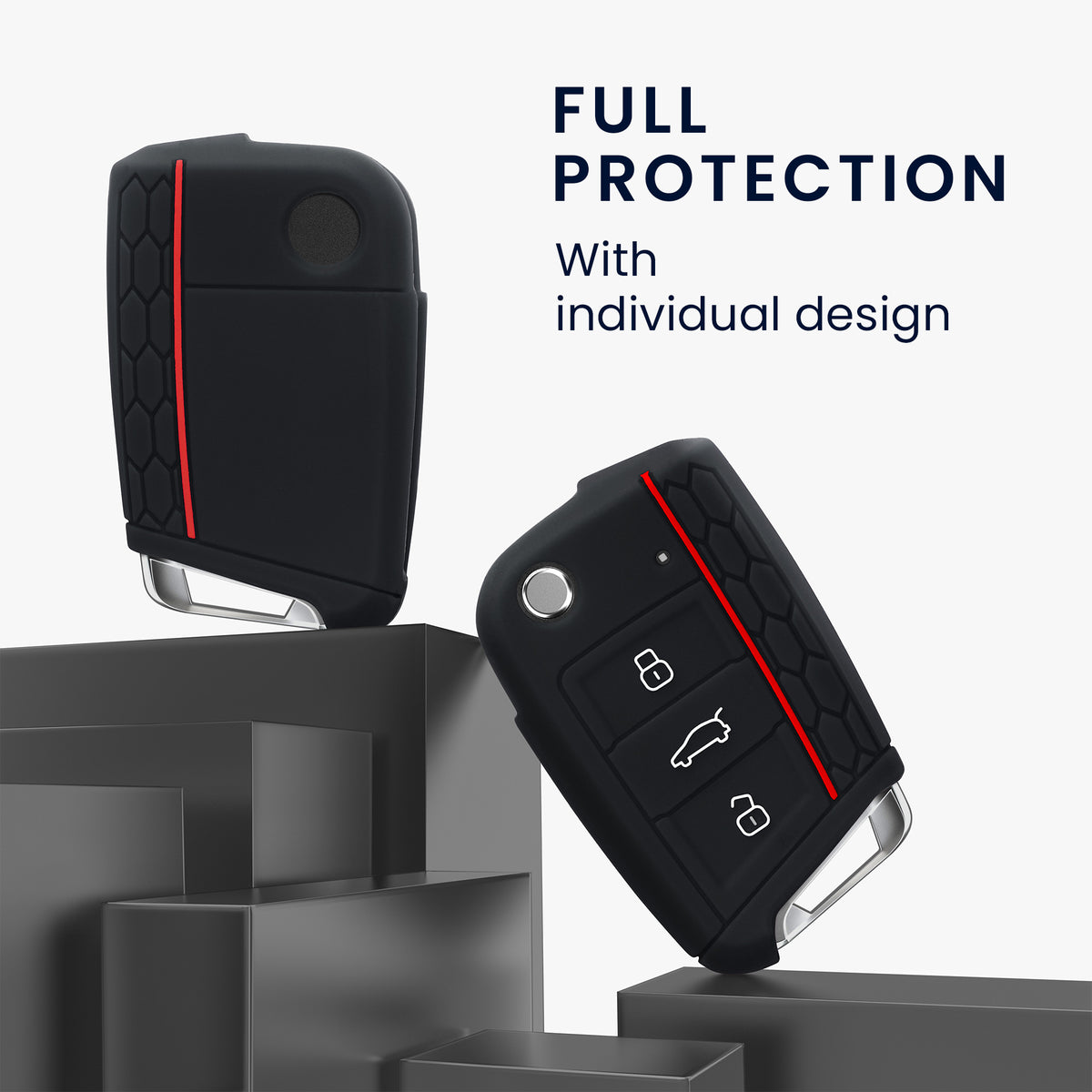 kwmobile Car Key Protection Case compatible with VW Golf 7 MK7 3-Button Car Key Cover