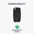 kwmobile Car Key Cover compatible with VW Skoda Seat 2-Button Foldable Car Key - Key Case